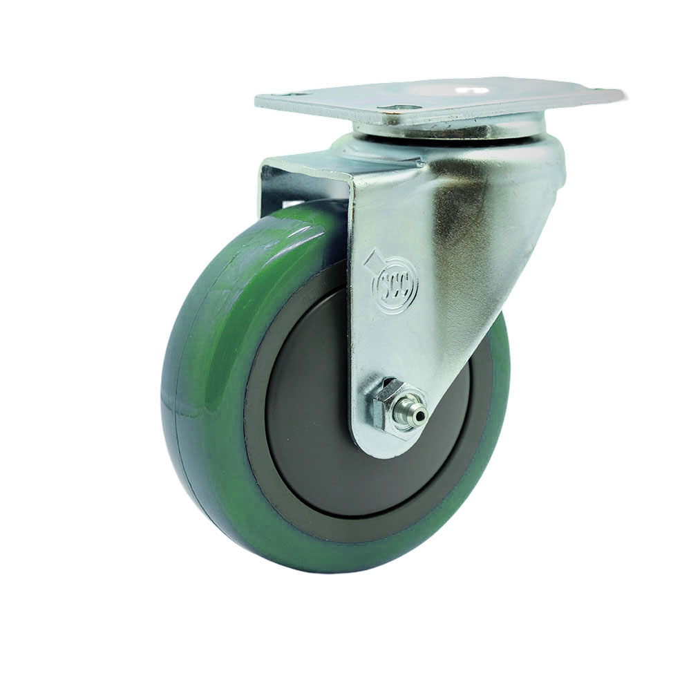 ULI-SCC-SS20S414-PPUB-GRN Replacement Caster for Uline Caster H-7448S - Stainless Steel Swivel Top Plate Caster with 4 in. Green Polyurethane Wheel