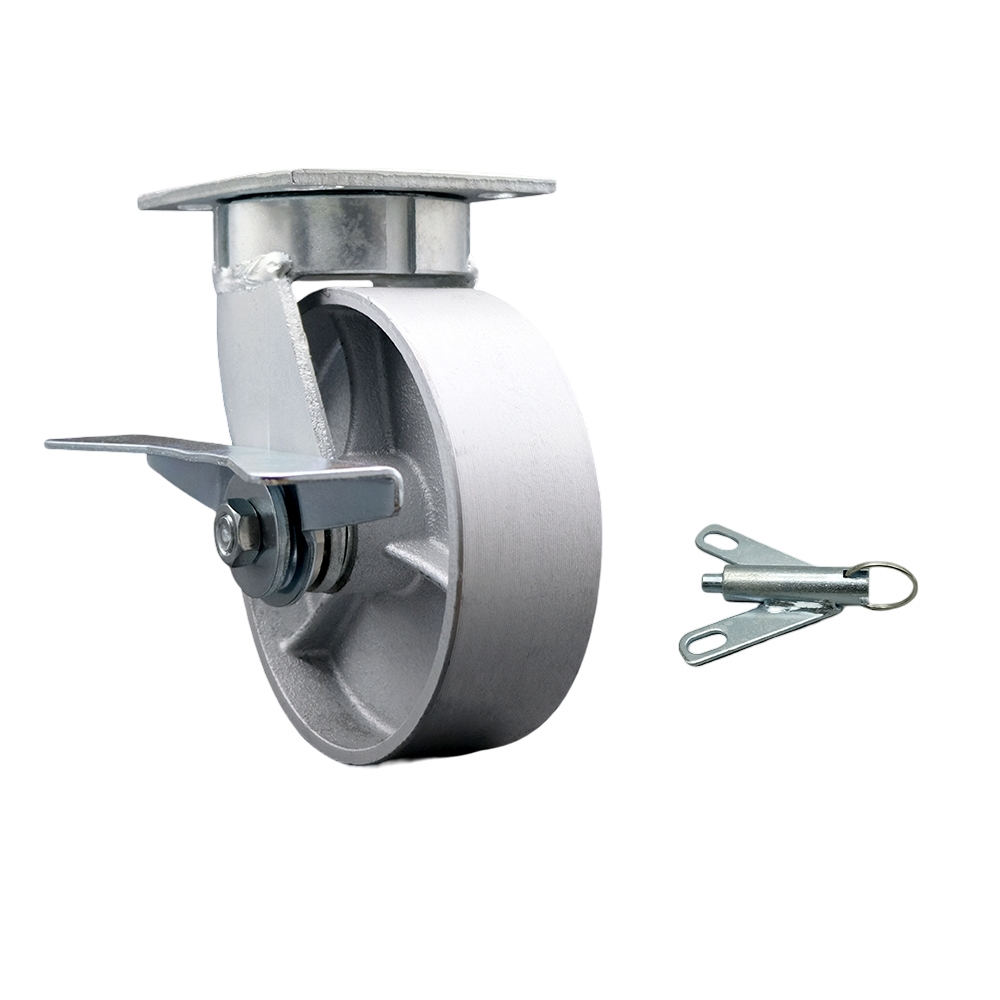 Replacement Caster for Grainger Caster 489C46 P25S-C060R-14-CB-DL - Swivel Kingpinless Top Plate Caster with 6 in. Semi Steel Wheel