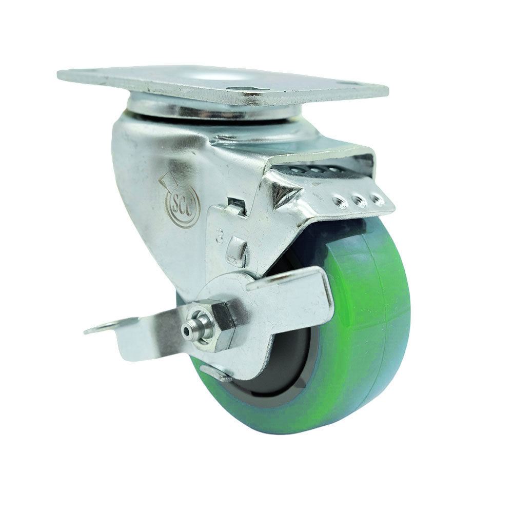 Replacement for Colson Caster 2.03256.95 BRK1 - Polyurethane Swivel Top Plate Swivel Caster with 3.5 in. Green Wheel & Top Locking Brake