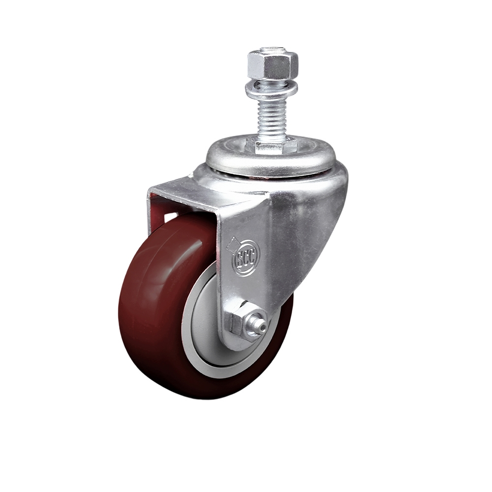 Replacement for Colson Caster 2.03354.92 MTG10 - Polyurethane Swivel Threaded Stem Caster with 3 in. Maroon Wheel & 0.5 x 0.75 in. Stem