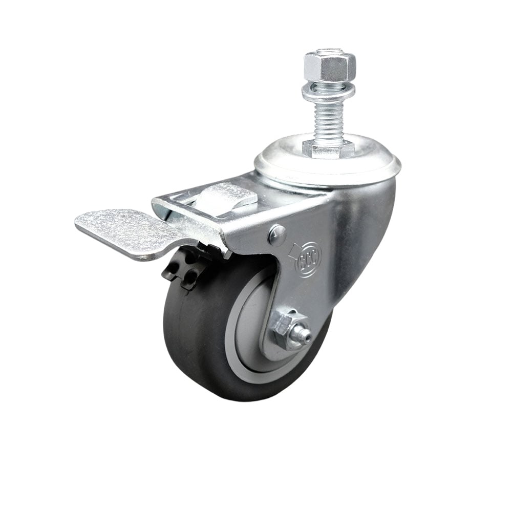 Replacement for Colson Caster 2.03254.445 MTG10 BRK5 - Thermoplastic Rubber Swivel Threaded Stem Caster - 3.5 in. Gray Wheel & 0.5 x 0.75 in. Stem
