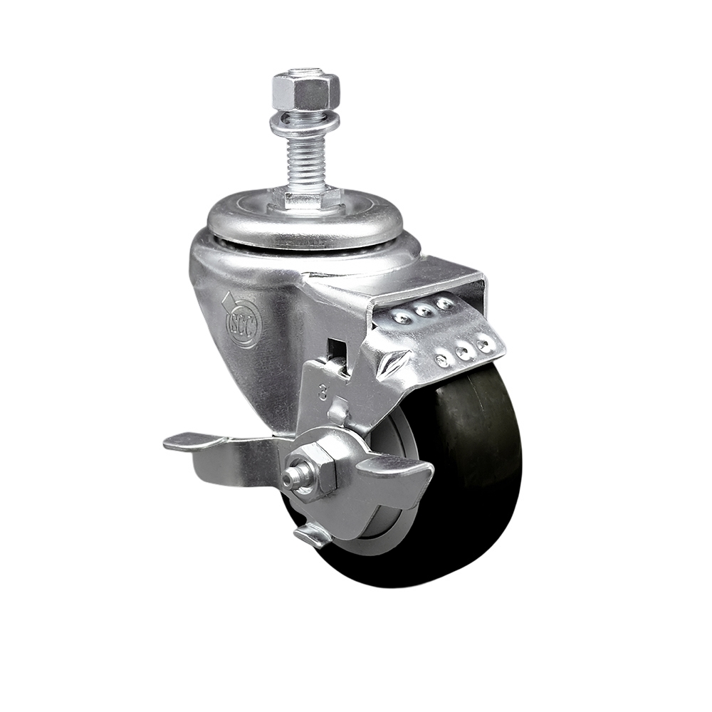 COL-SCC-TS20S3514-PPUBBLK-TLB-121334 Replacement for Colson Caster 2.03254.95 MTG10 BRK1-Polyurethane Swivel Threaded Stem Caster - 300 lbs Capacity