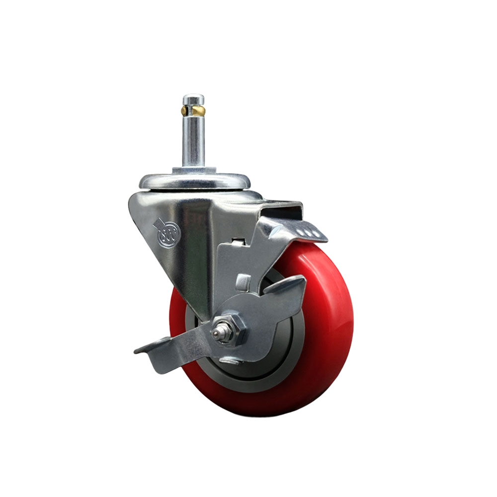 COL-SCC-GR20S3514-PPUB-RED-TLB-845 Replacement for Colson Caster 2.03251.95 MTG7 BRK1 - Polyurethane Swivel Grip Ring Stem Caster - 300 lbs Capacity
