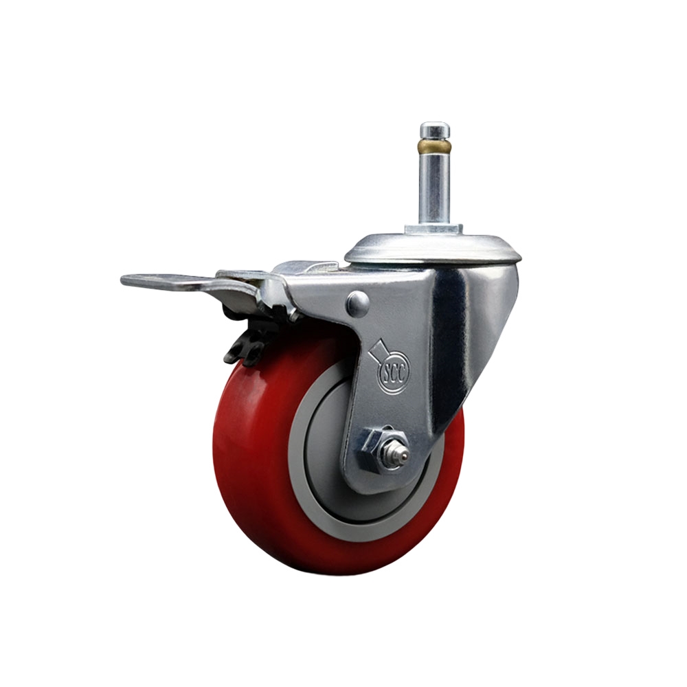 Replacement for Colson Caster 2.03251.95 MTG7 BRK5 - Polyurethane Swivel Grip Ring Stem Caster with 3.5 in. Red Wheel & 0.845 in. Stem