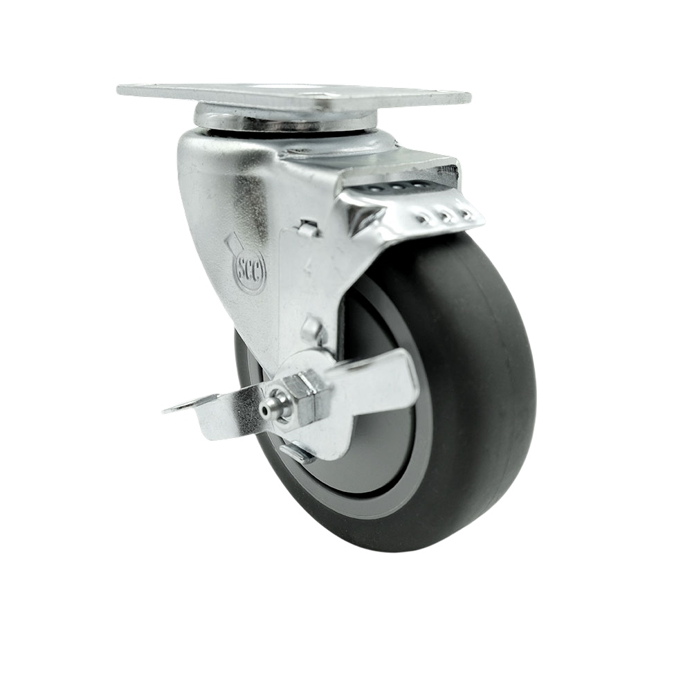 Replacement for Colson Caster 2.04256.445 MTG59 BRK1 - Swivel Caster with Top Lock Brake & 4 in. Thermoplastic Rubber Wheel