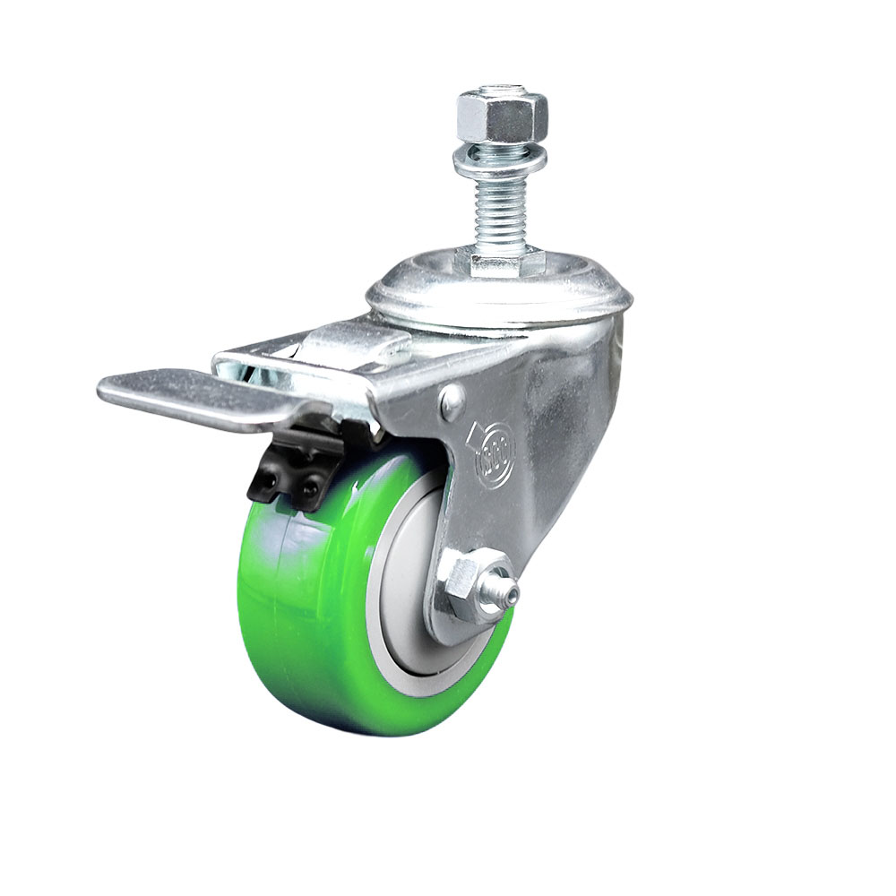 Replacement for Colson Caster 2.03354.92 BRK5 - Polyurethane Swivel Threaded Stem Caster with 3 in. Green Wheel & 0.5 x 1.5 in. Stem