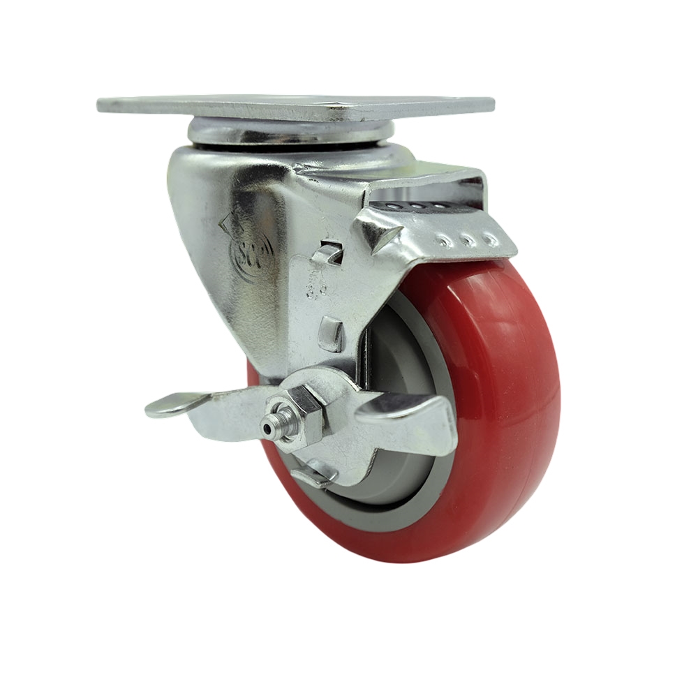 Replacement for Colson Caster 2.03256.95 MTG59 BRK1 - Swivel Caster with Top Lock Brake & 3.5 in. Red Polyurethane Wheel