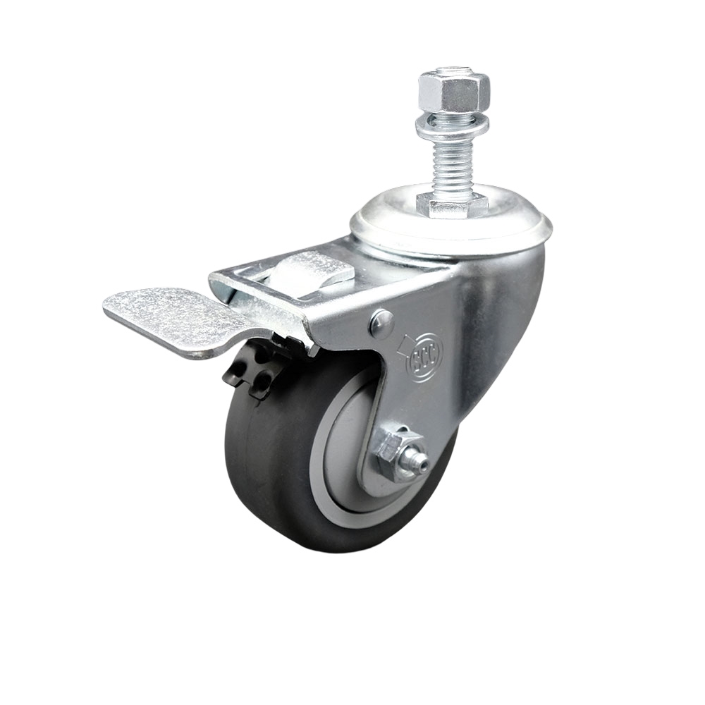 Replacement for Colson Caster 2.03354.42 MTG13 BRK5 - Thermoplastic Rubber Swivel Threaded Stem Caster - 3 in. Gray Wheel & 0.62 x 1.75 in. Stem