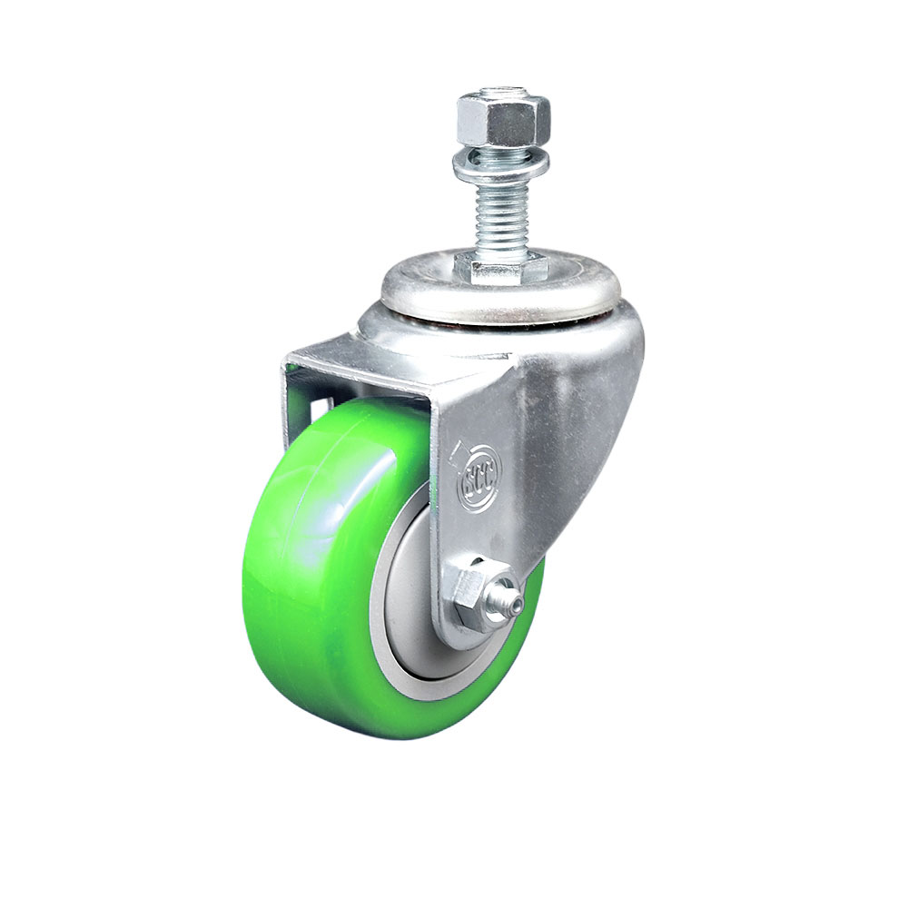 Replacement for Colson Caster 2.03354.92 - Polyurethane Swivel Threaded Stem Caster with 3 in. Green Wheel & 0.5 x 1.5 in. Stem - 300 lbs Capacity