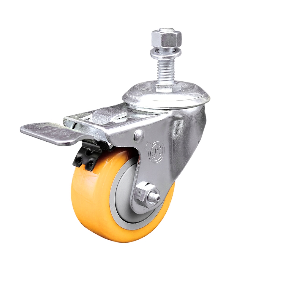 Replacement for Colson Caster 2.03254.95 MTG15 BRK5-Polyurethane Swivel Threaded Stem Caster with 3.5 in. Yellow Wheel & 0.75 x 1.75 in. Stem