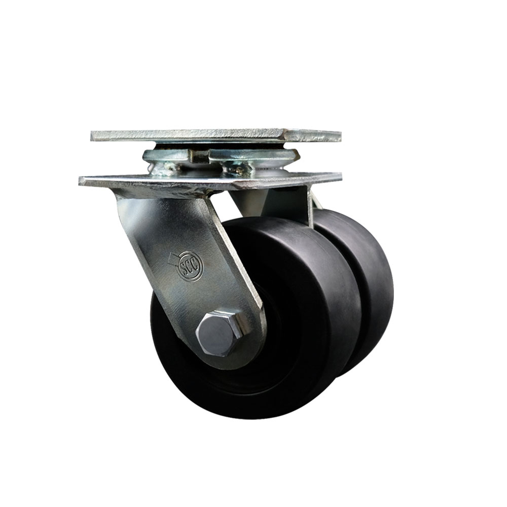 SCC-DW30CS420-POB Heavy Duty Swivel Top Plate Caster with Dual 4 in. Polyolefin Wheels & Ball Bearings - 900 lbs Capacity per Caster