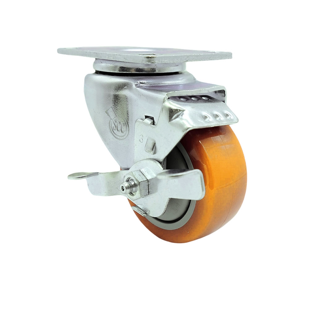 Replacement for Colson Caster 2.03356.92 MTG59 BRK1 - Swivel Caster with Top Lock Brake & 3 in. Yellow Polyurethane Wheel