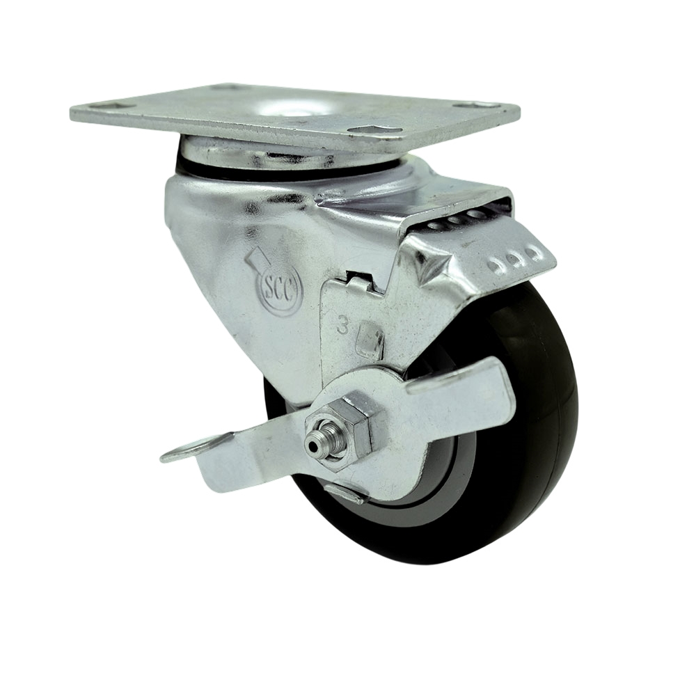 Replacement for Colson Caster 2.03256.95 MTG27 BRK1 - Swivel Caster with Top Lock Brake & 3.5 in. Black Polyurethane Wheel
