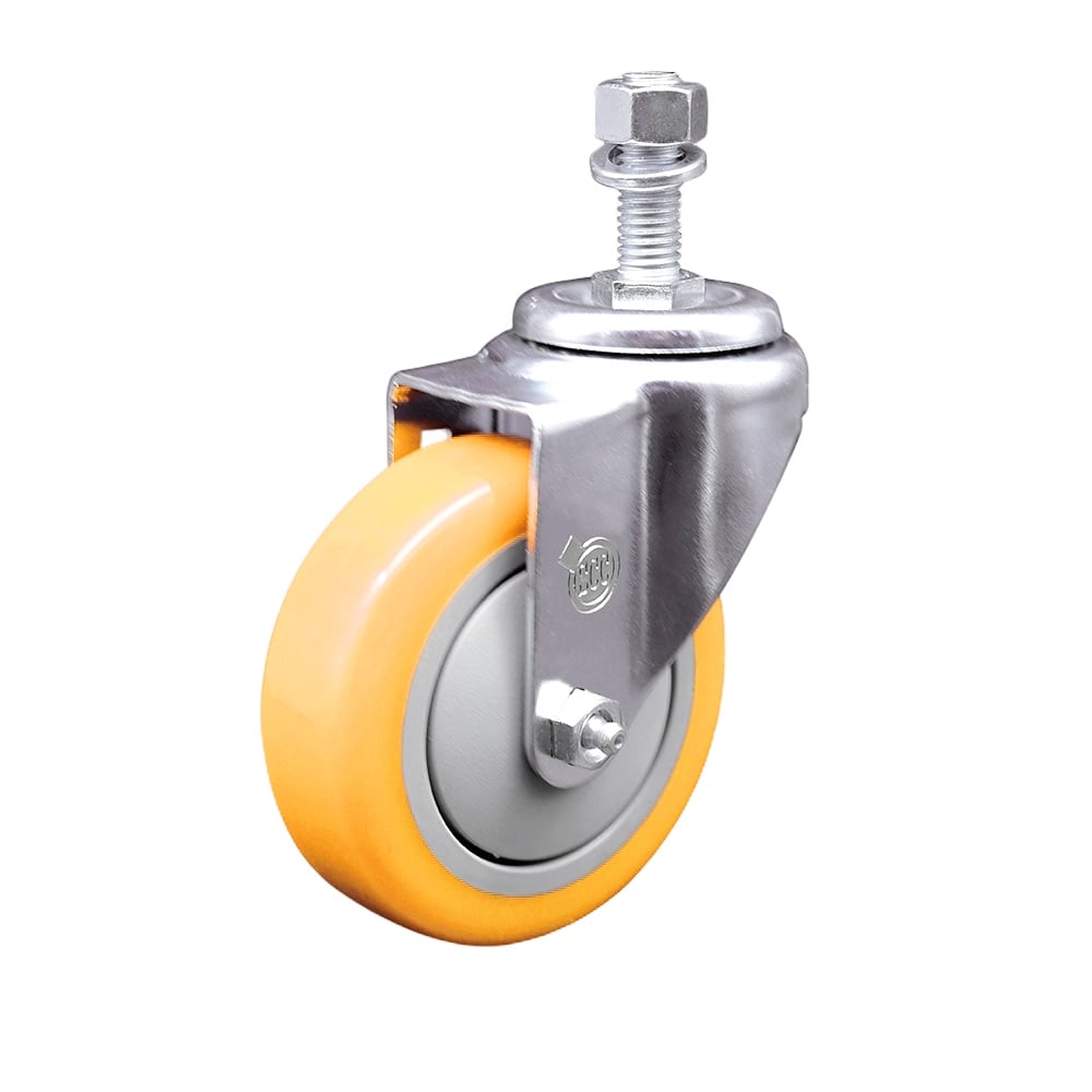 Replacement for Colson Caster 2.04254.95 MTG15 - Polyurethane Swivel Threaded Stem Caster with 4 in. Yellow Wheel & 0.75 x 1.75 in. Stem