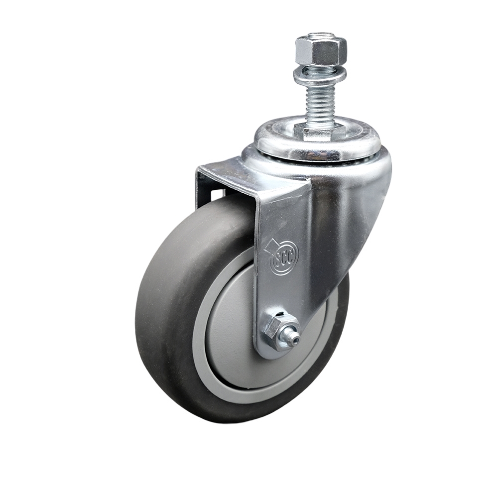 Replacement for Colson Caster 2.04254.445 MTG11 - Thermoplastic Rubber Swivel Threaded Stem Caster - 4 in. Gray Wheel & 0.5 x 1 in. Stem