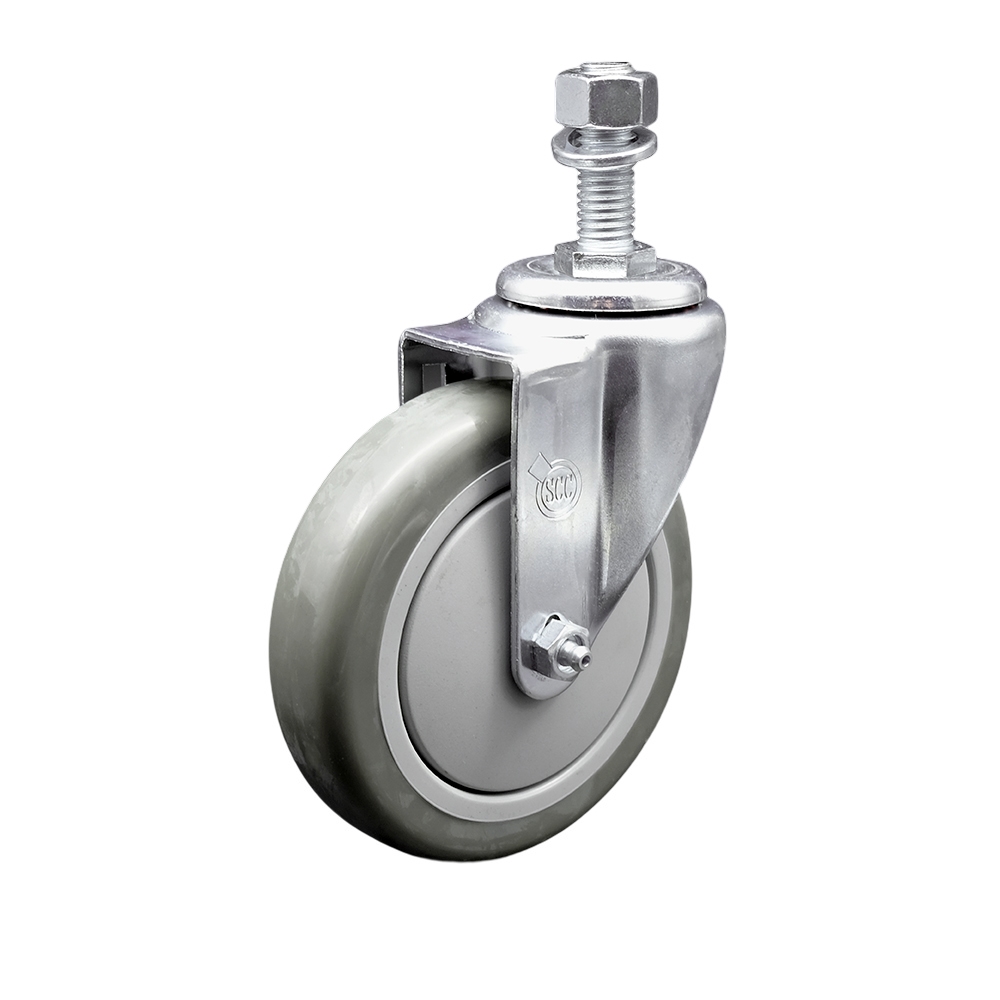 Replacement for Colson Caster 2.05254.95 - Polyurethane Swivel Threaded Stem Caster with 5 in. Gray Wheel & 0.5 x 1.5 in. Stem - 350 lbs Capacity