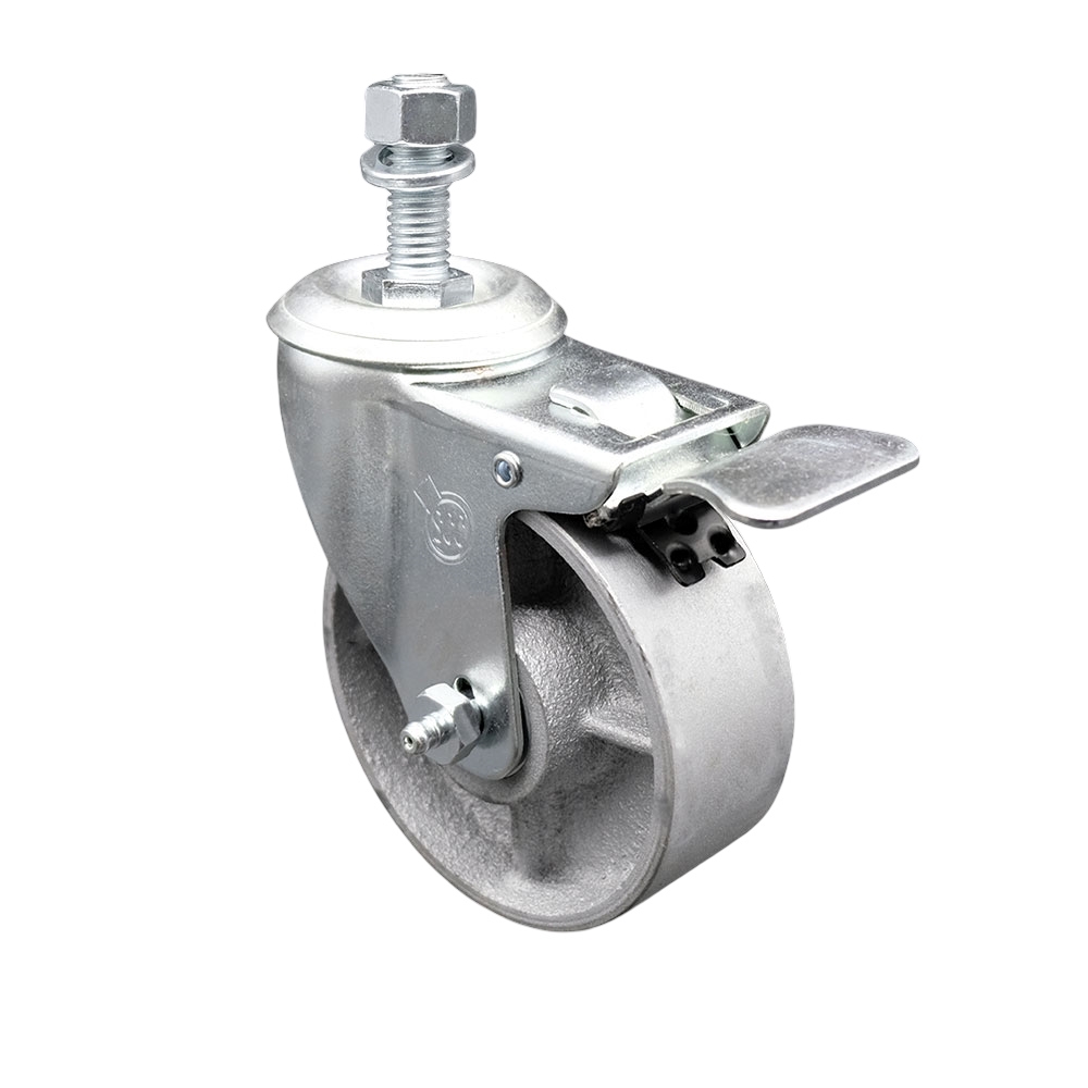 Replacement for Colson Caster 2.04254.12 BRK5 - Semi Steel Cast Iron Swivel Threaded Stem Caster - 4 in. Silver Wheel & 0.5 x 1.5 in. Stem