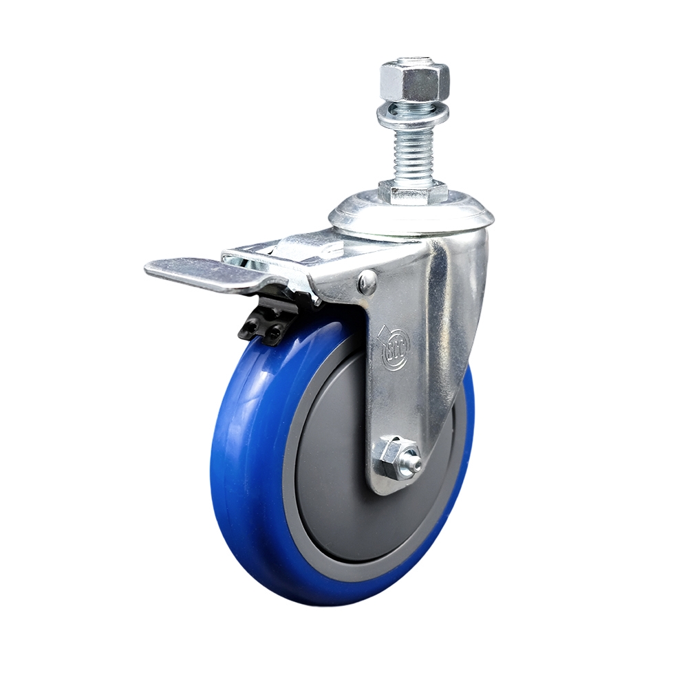 Replacement for Colson Caster 2.05254.95 MTG10 BRK5 - Polyurethane Swivel Threaded Stem Caster with 5 in. Blue Wheel & 0.5 x 0.75 in. Stem