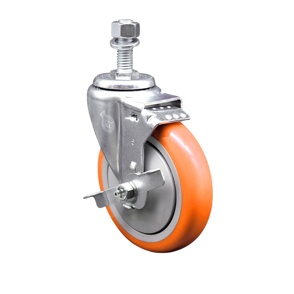 Replacement for Colson Caster 2.05254.95 MTG11 BRK1 - Polyurethane Swivel Threaded Stem Caster - 350 lbs Capacity