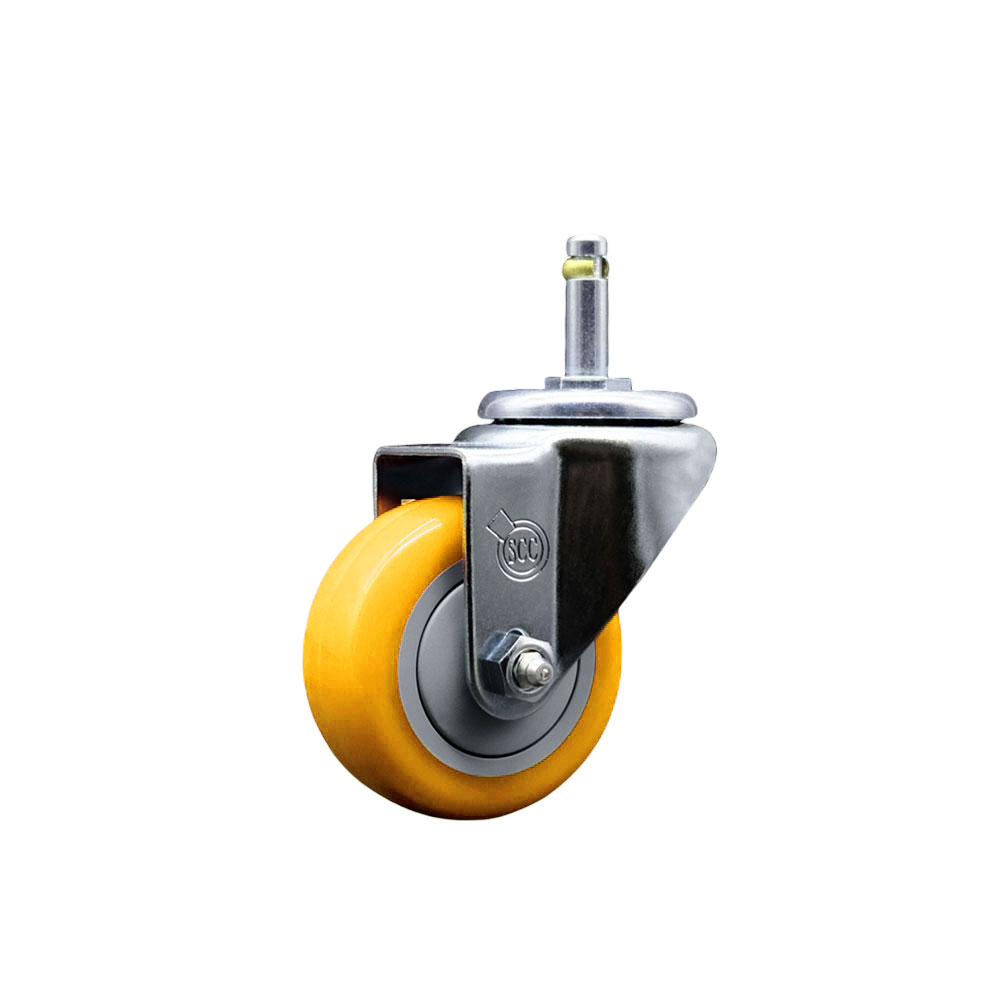 Replacement for Colson Caster 2.03351.92 MTG2 - Polyurethane Swivel Grip Ring Stem Caster with 3 in. Yellow Wheel & 0.43 in. Stem - 300 lbs Capacity