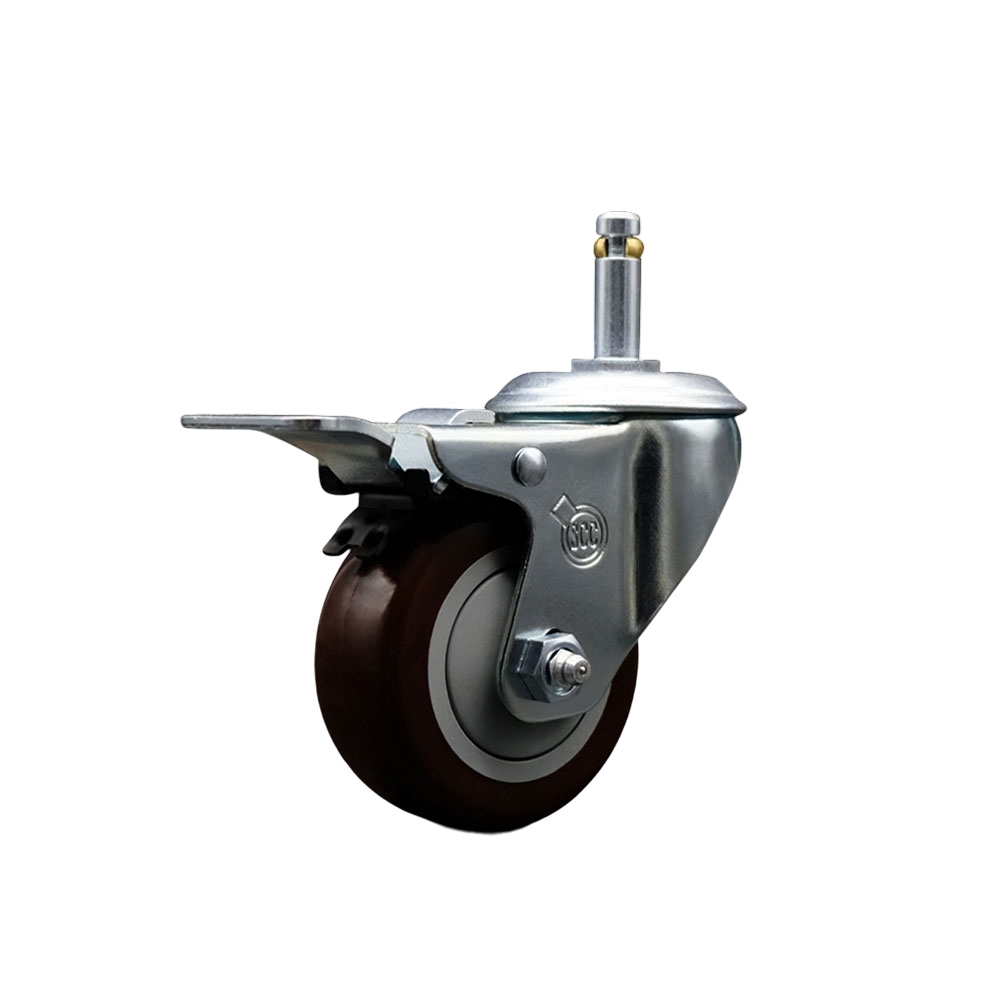 Replacement for Colson Caster 2.03351.92 MTG7 BRK5 - Polyurethane Swivel Grip Ring Stem Caster with 3 in. Maroon Wheel & 0.845 in. Stem
