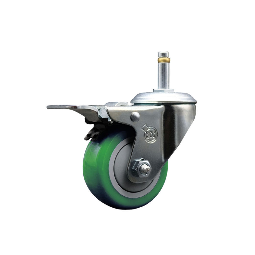 Replacement for Colson Caster 2.03351.92 MTG7 BRK5 - Polyurethane Swivel Grip Ring Stem Caster with 3 in. Green Wheel & 0.845 in. Stem