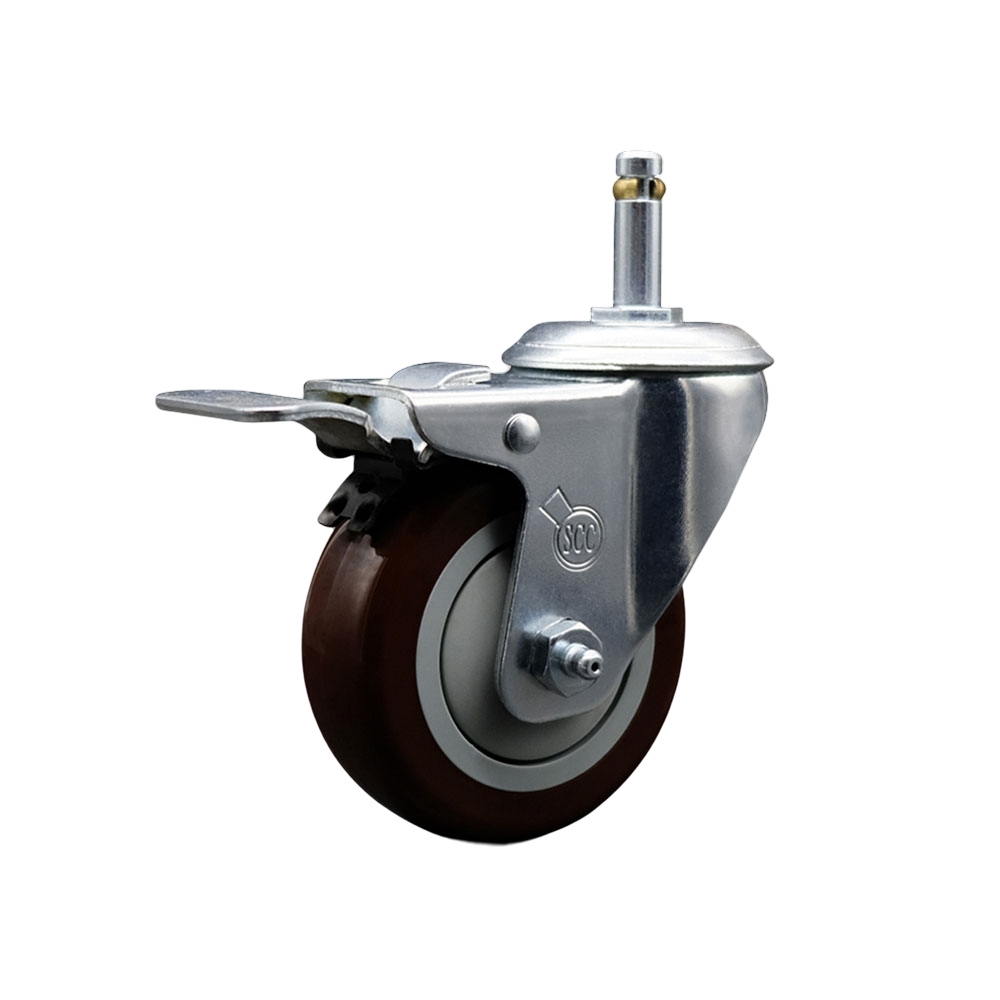 Replacement for Colson Caster 2.04251.95 MTG2 BRK5 - Polyurethane Swivel Grip Ring Stem Caster with 4 in. Maroon Wheel & 0.43 in. Stem