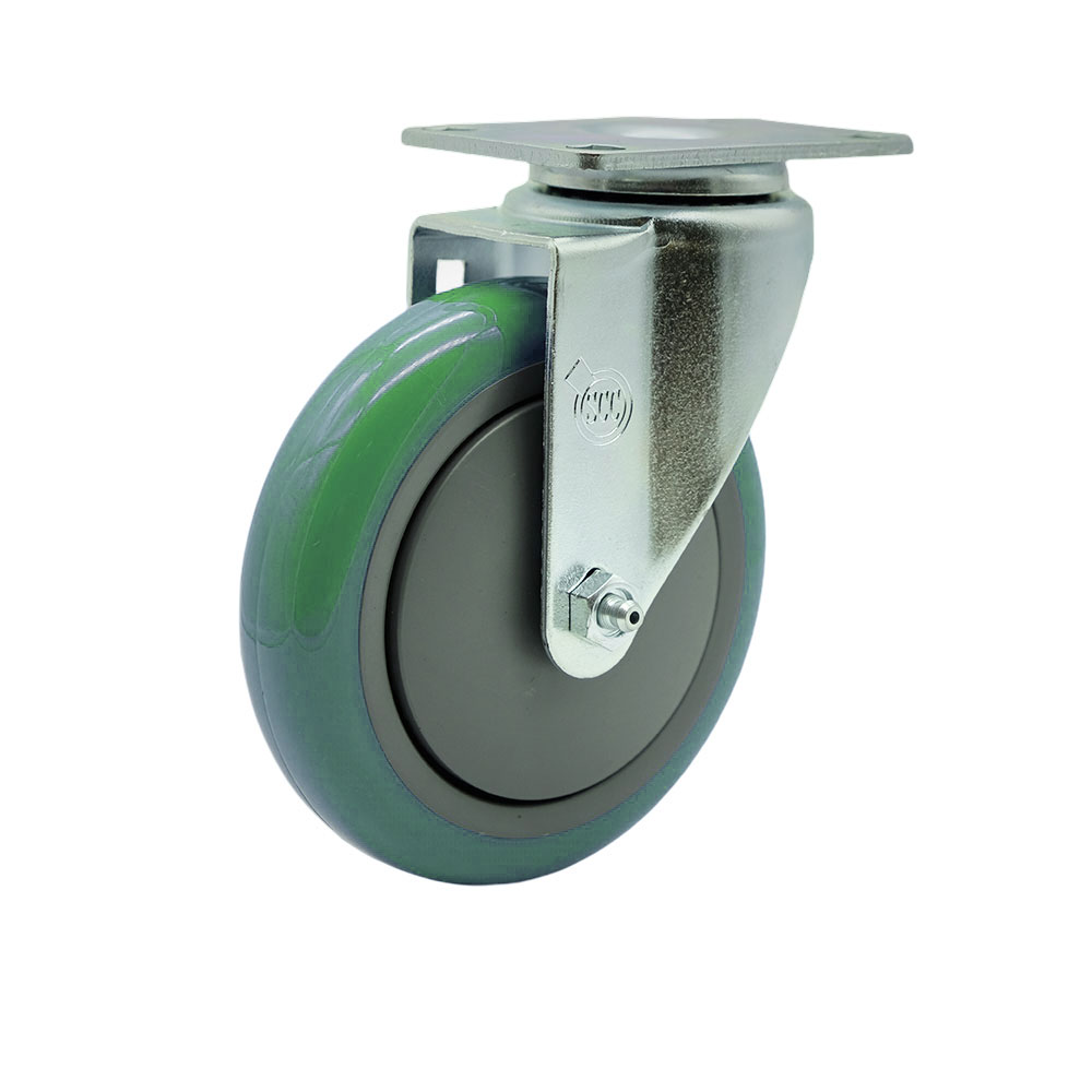ULI-SCC-SS20S514-PPUB-GRN Replacement Caster for Uline Caster H-7449S - Stainless Steel Swivel Top Plate Caster with 5 in. Green Polyurethane Wheel