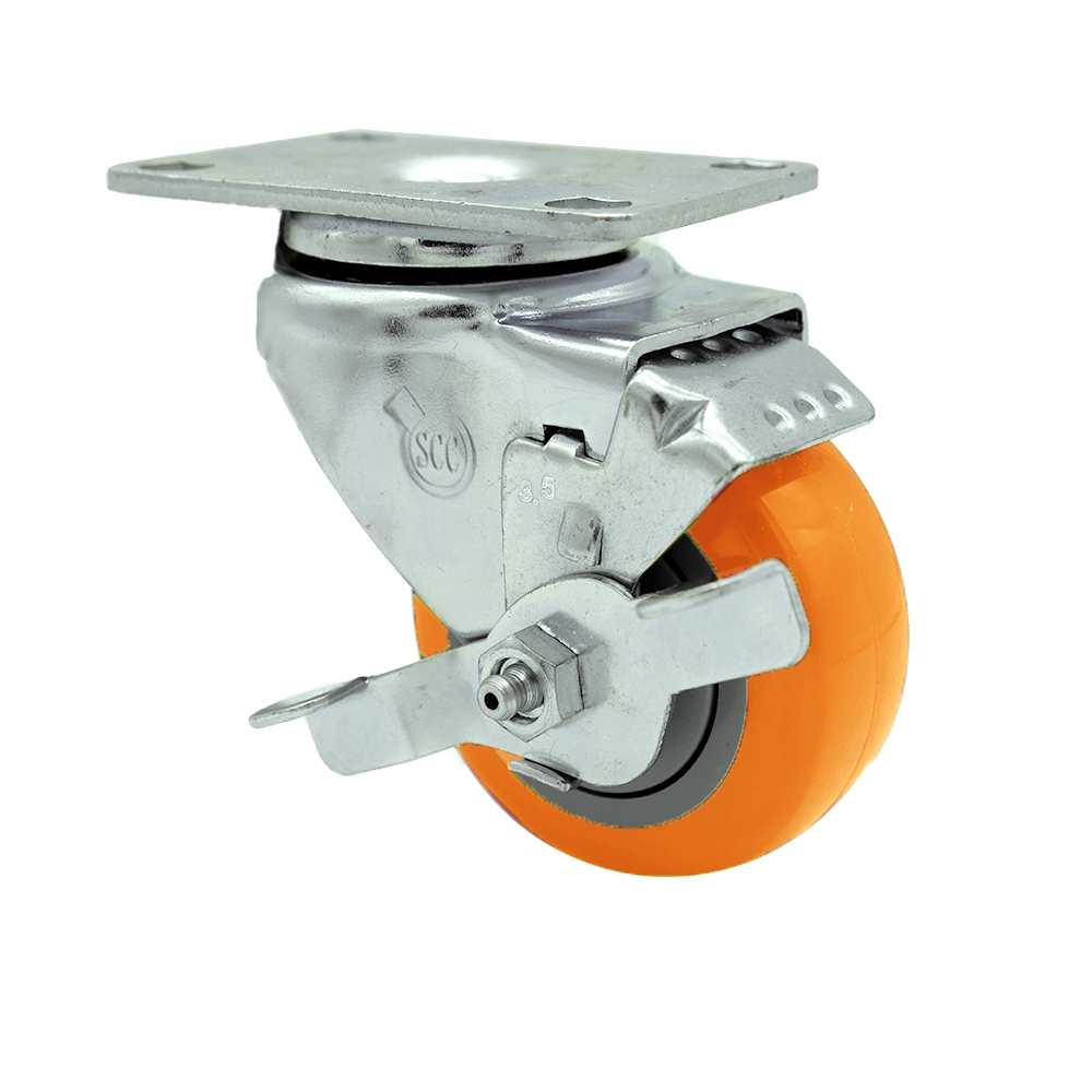 Replacement for Colson Caster 2.03256.95 MTG59 BRK1 - Swivel Caster with Top Lock Brake & 3.5 in. Orange Polyurethane Wheel