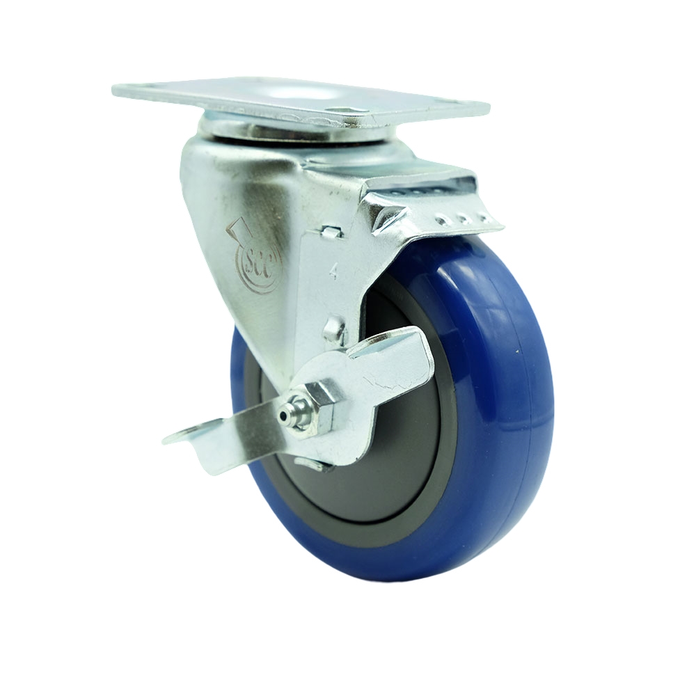Replacement for Colson Caster 2.04256.95 MTG59 BRK1 - Swivel Caster with Top Lock Brake & 4 in. Blue Polyurethane Wheel