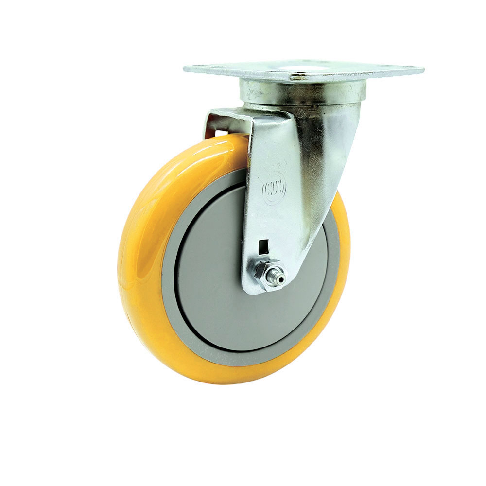 Replacement Caster for Uline Caster H-5540S - Swivel Top Plate Caster with 5 in. Yellow Polyurethane Wheel - Light Duty Replacement Caster