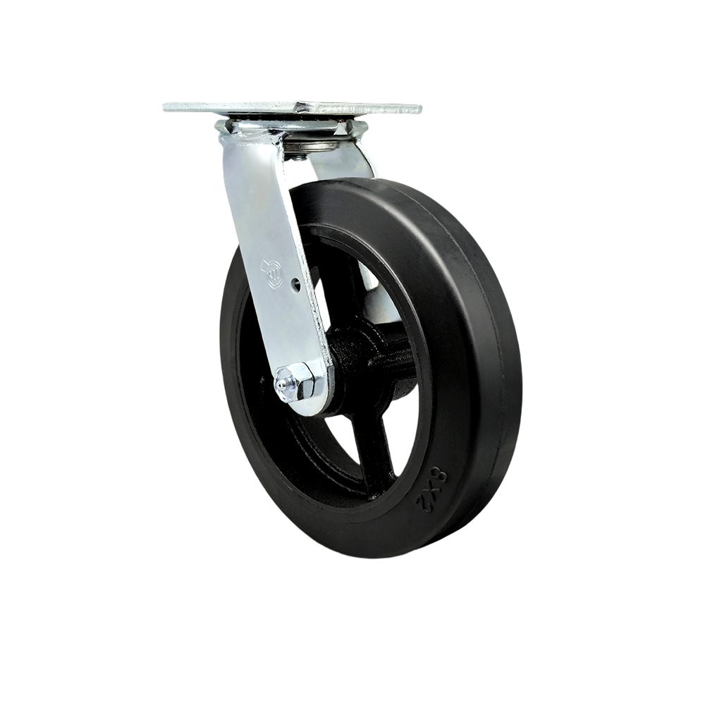 Replacement Caster for Uline Caster H-3327S - Swivel Top Plate Caster with 8 in. Rubber on Metal Wheel - Heavy Duty Replacement Caster
