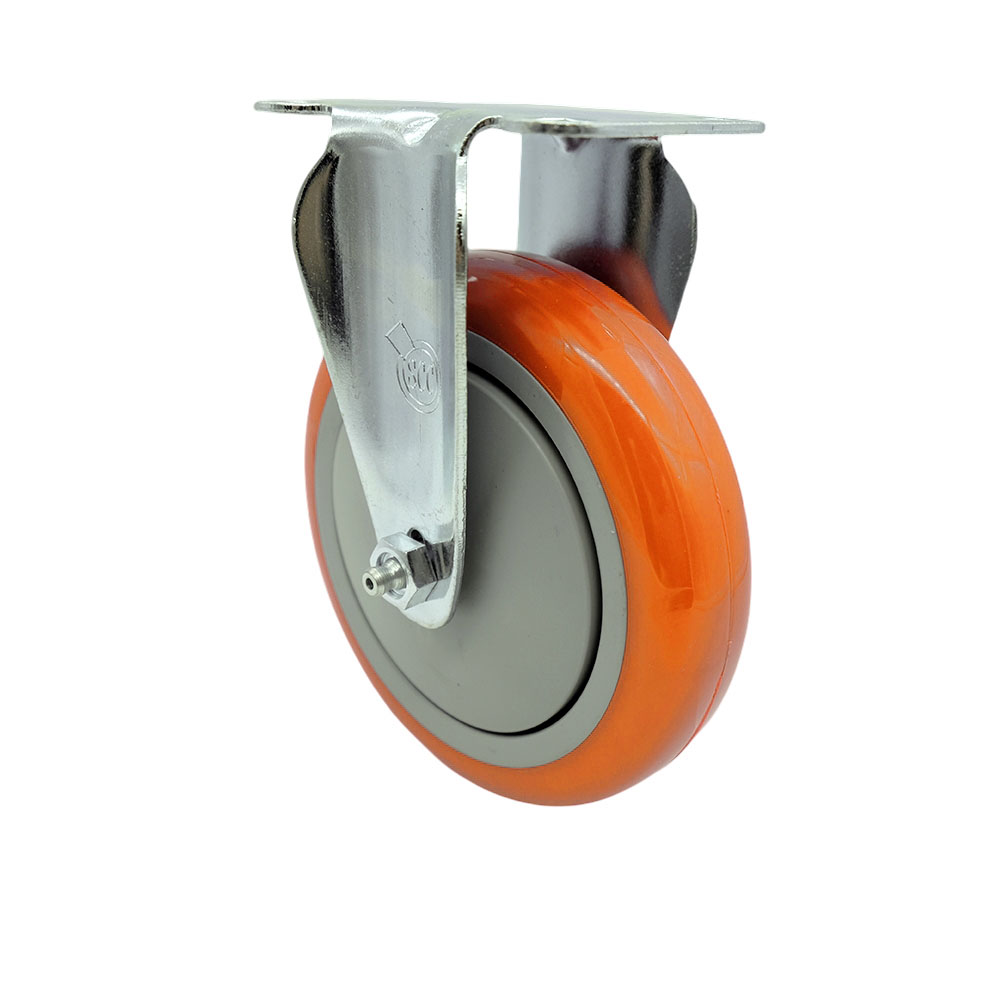 ULI-SCC-SS20R514-PPUB-ORG Replacement Caster for Uline Caster H-7449R - Stainless Steel Rigid Top Plate Caster with 5 in. Orange Polyurethane Wheel