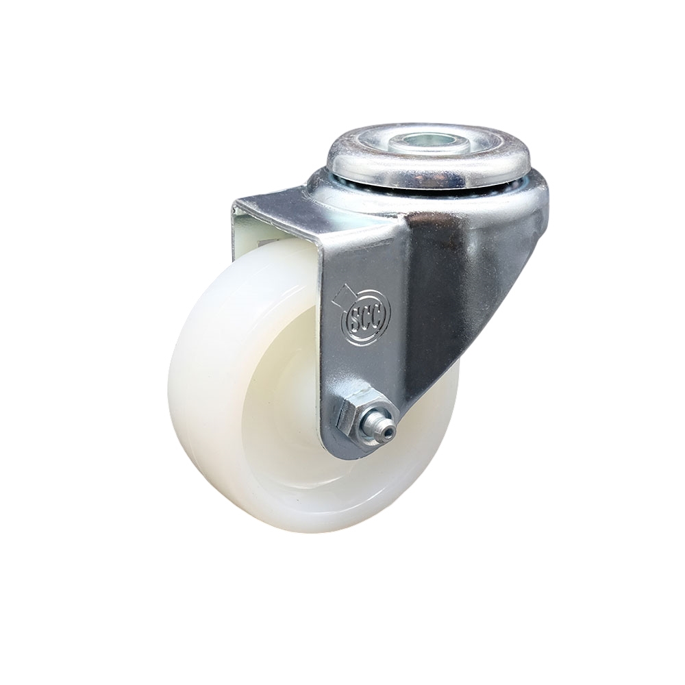 SCC-SSBH20S314-NYS Stainless Steel Nylon Swivel Bolt Hole Caster with 3 x 1.25 in. White Wheel