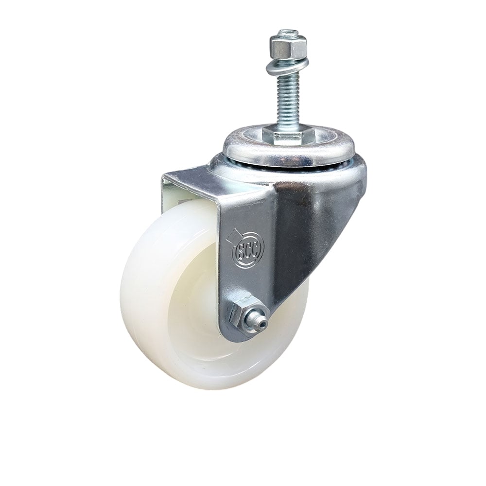 SCC-TS20S314-NYS-M1015 Nylon Swivel Threaded Stem Caster with 3 x 1.25 in. White Wheel & 10 mm Stem