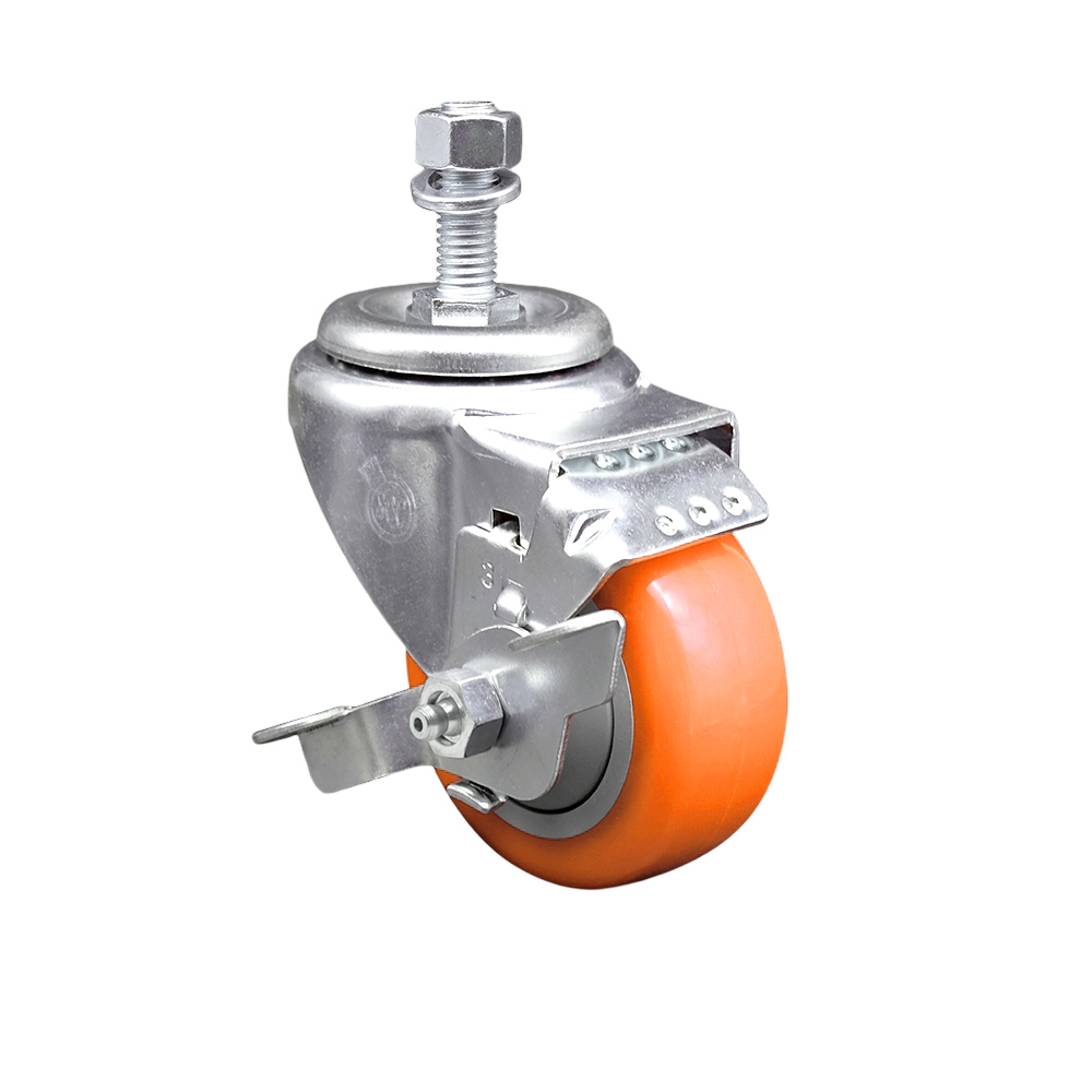 Replacement for Colson Caster 2.03254.95 MTG11 BRK1 - Polyurethane Swivel Threaded Stem Caster - 300 lbs Capacity