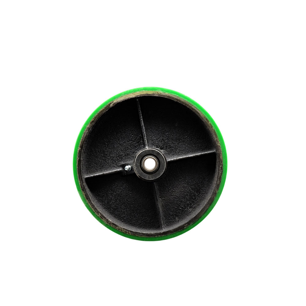 BIG-SCC-PUR620-GB TS-BJ078654 TotalSource 6 in. Green Polyurethane on Black Semi Steel Cast Iron Wheel with Roller Bearing - 0.5 in. Bore