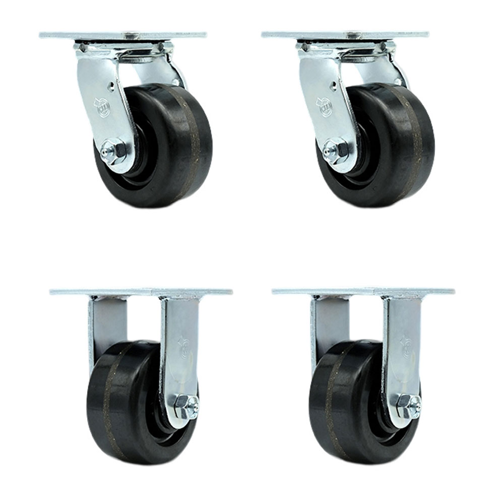 HIP-SCC-30CS420-PHR-2-R-2 Replacement Set for Hippo Hopper Casters PHC4-2-SET - Top Plate Caster with 4 in. Phenolic Wheel - 3200 lbs Total Capacity