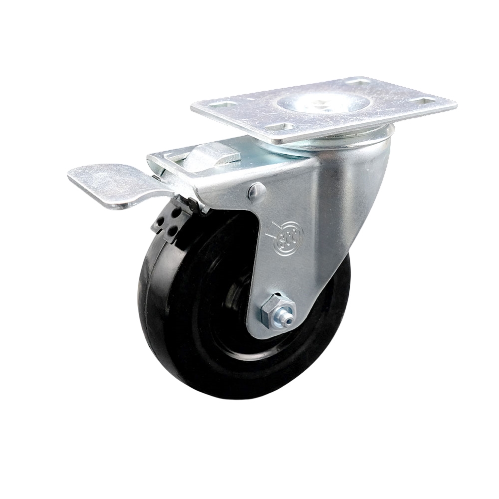 BET-SCC-TTL20S414-HRS Replacement for Beta Well Done Caster - Swivel Top Plate Caster with 4 in. Hard Rubber Wheel & Total Lock Brake