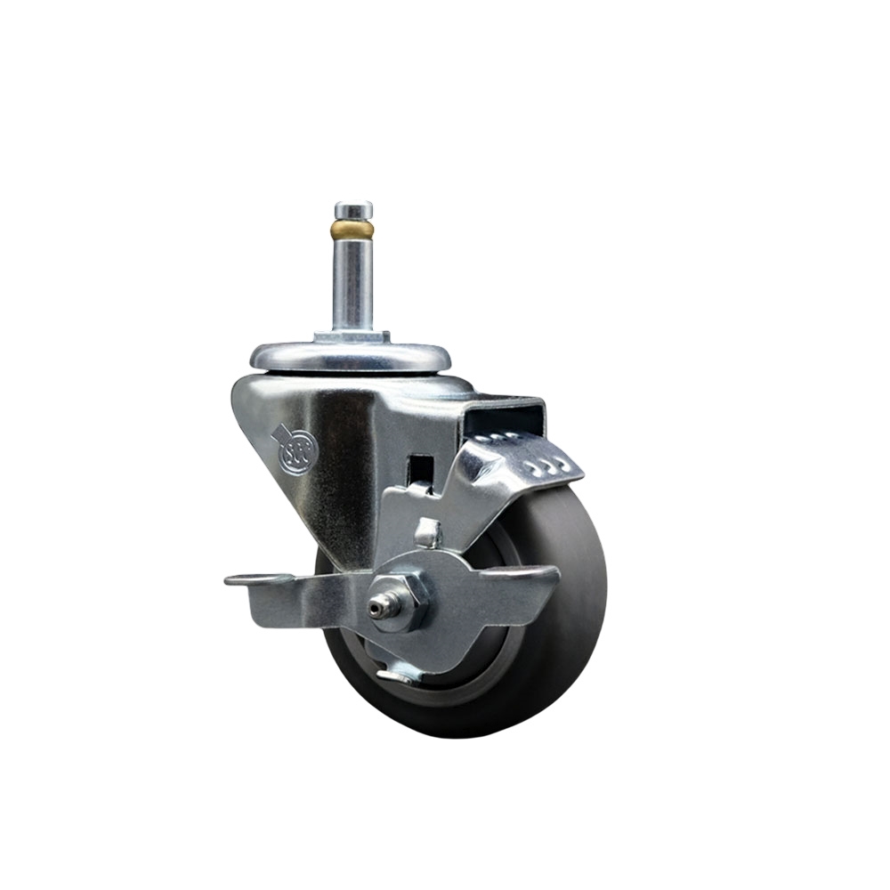 Replacement for Colson Caster 2.03351.42 MTG2 BRK1 - Thermoplastic Rubber Swivel Grip Ring Stem Caster - 210 lbs Capacity