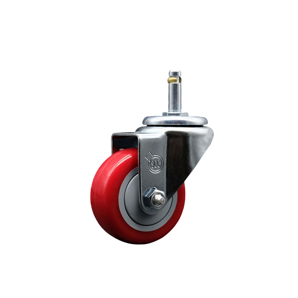 Replacement for Colson Caster 2.03351.92 MTG2 - Polyurethane Swivel Grip Ring Stem Caster with 3 in. Red Wheel & 0.43 in. Stem - 300 lbs Capacity
