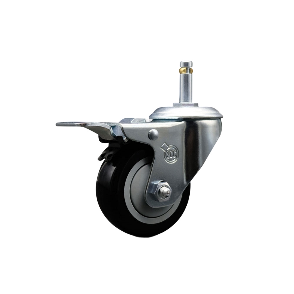 Replacement for Colson Caster 2.03351.92 MTG2 BRK5 - Polyurethane Swivel Grip Ring Stem Caster with 3 in. Black Wheel & 0.43 in. Stem