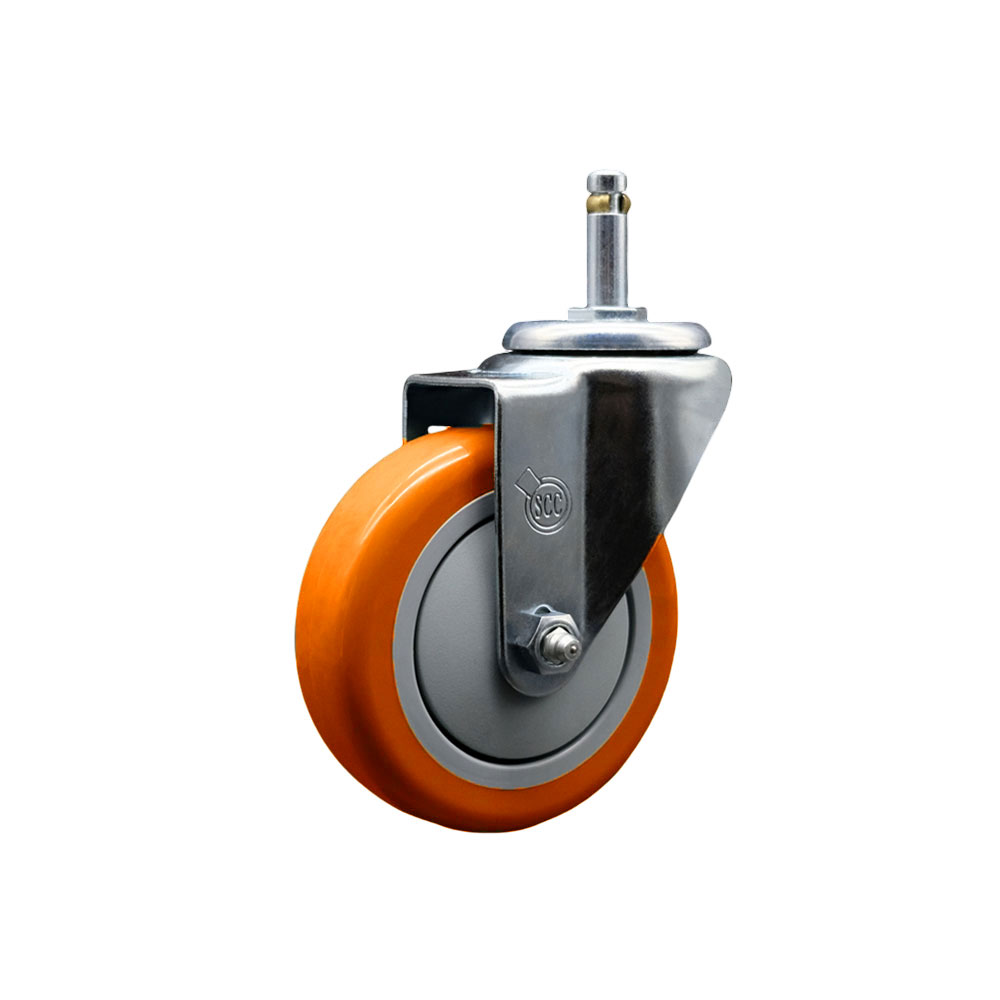Replacement for Colson Caster 2.04251.95 MTG2 - Polyurethane Swivel Grip Ring Stem Caster with 4 in. Orange Wheel & 0.43 in. Stem - 350 lbs Capacity