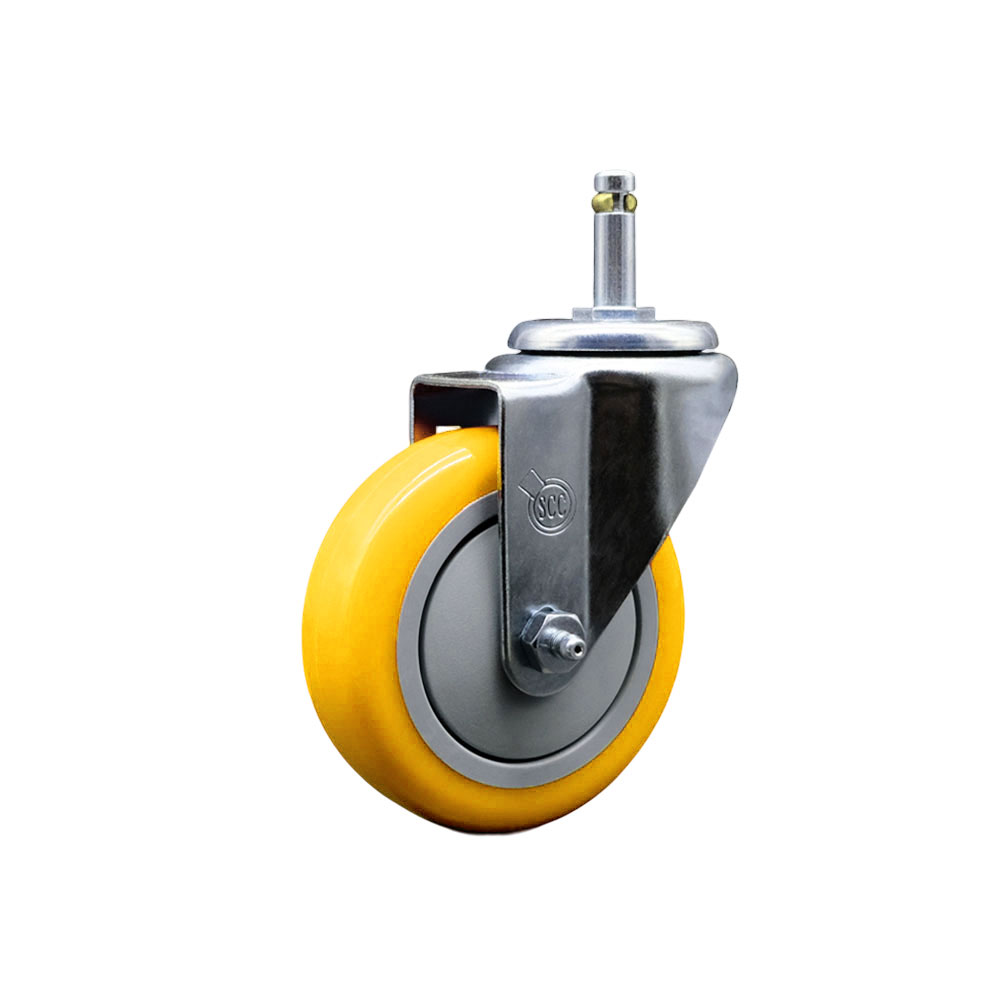 Replacement for Colson Caster 2.04251.95 MTG2 - Polyurethane Swivel Grip Ring Stem Caster with 4 in. Yellow Wheel & 0.43 in. Stem - 350 lbs Capacity