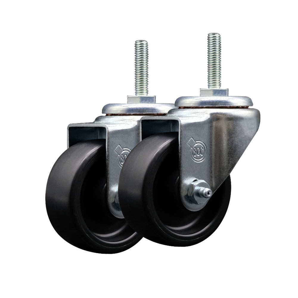 SAW-SCC-TS20S314-POS-381615-2 Replacement Set for Saw Stop Casters - Swivel 0.375 in. Threaded Stem Casters with 3 in. Polyolefin Wheel