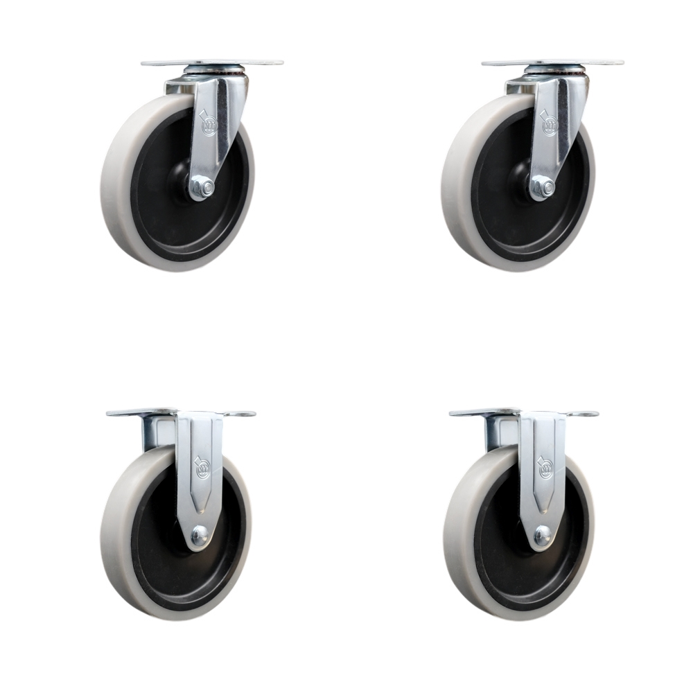 RAP-SCC-05S510-TPRS-2-R-2 Replacement Set for Rapids Casters 4L244 - Swivel Top Plate Casters with 5 in. Thermoplastic Rubber Wheels