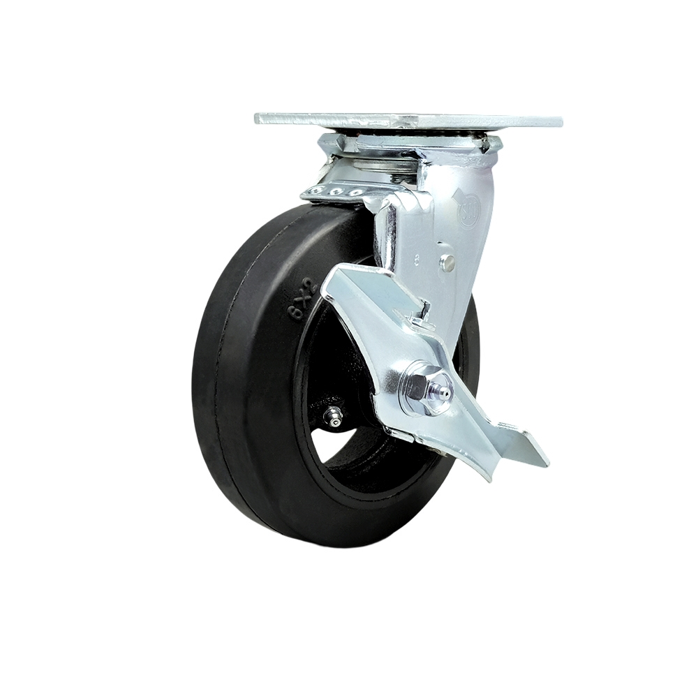 ULI-SCC-30CS620-RSR-TLB Replacement Caster for Uline Caster H-3326SWB - Swivel Top Plate Caster with 6 in. Rubber on Metal Wheel & Top Lock Brake