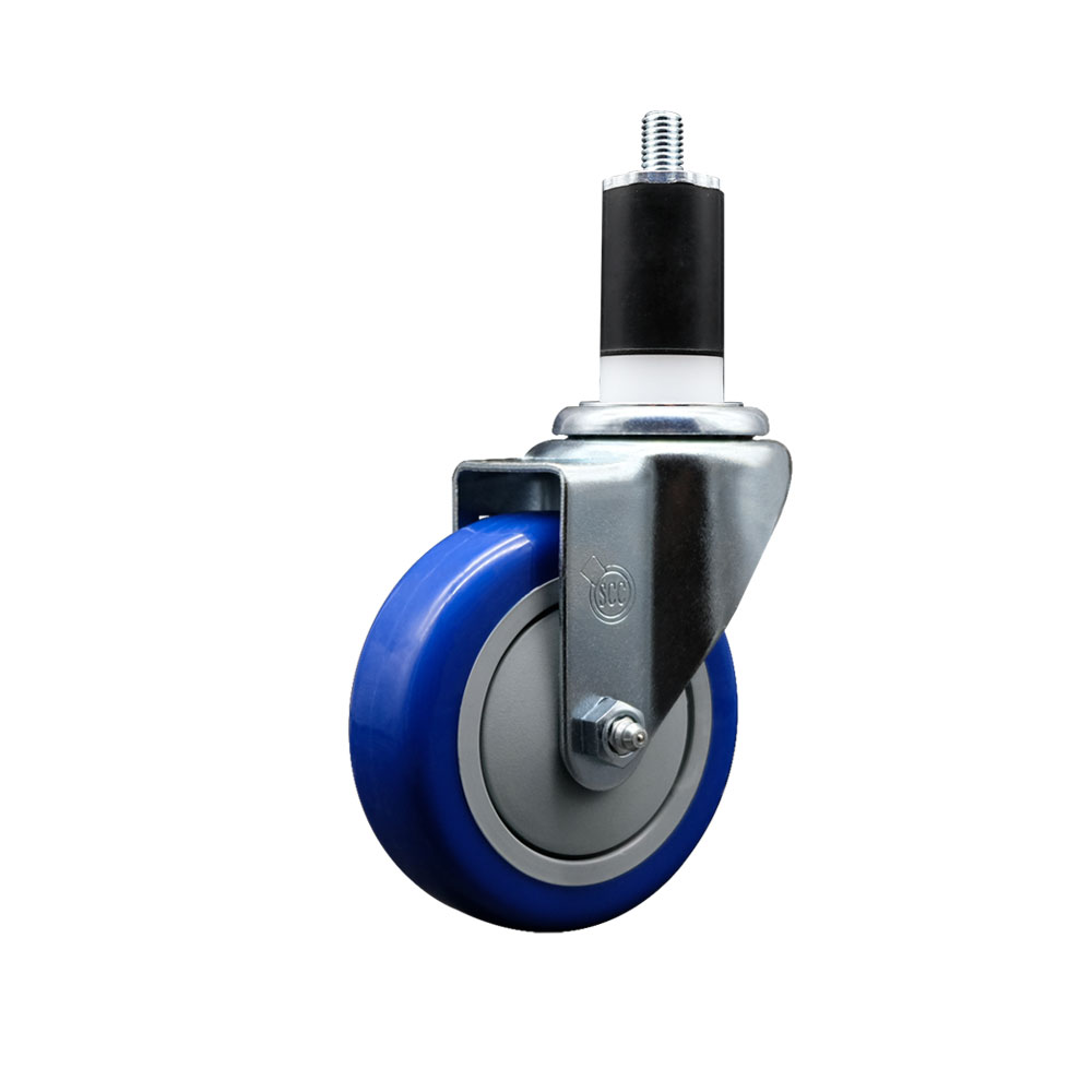 Replacement Caster for Ser-Ware Caster 4B-0050 - Swivel Expanding Stem Caster with 4 in. Blue Polyurethane Wheel & 1.5 in. Stem