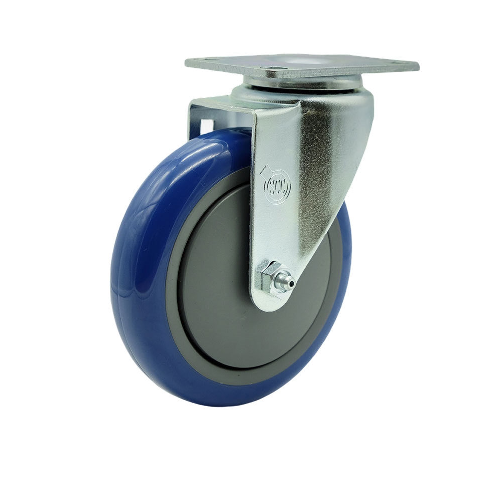 ULI-SCC-SS20S514-PPUB-BLUE Replacement Caster for Uline Caster H-7449S - Stainless Steel Swivel Top Plate Caster with 5 in. Blue Polyurethane Wheel