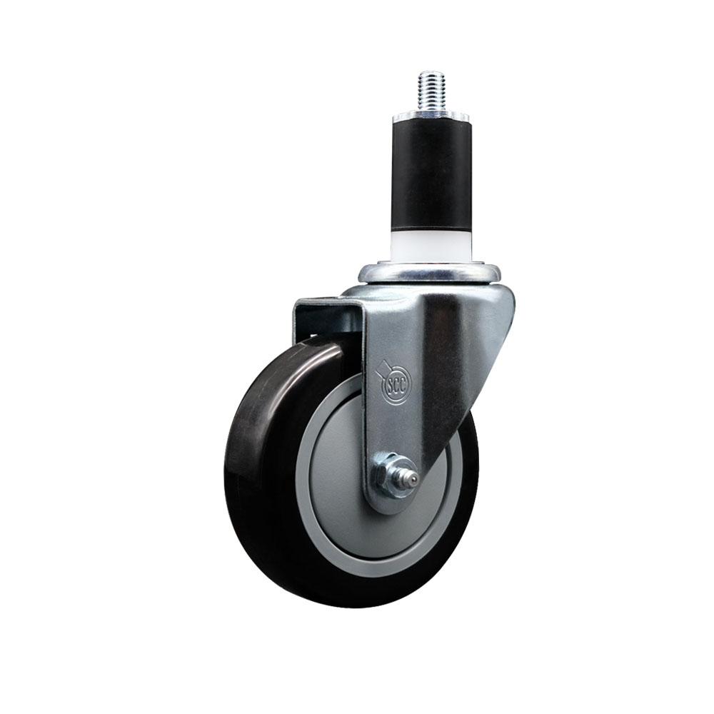 Replacement Caster for Ser-Ware Caster 4B-0050 - Swivel Expanding Stem Caster with 4 in. Black Polyurethane Wheel & 1.5 in. Stem